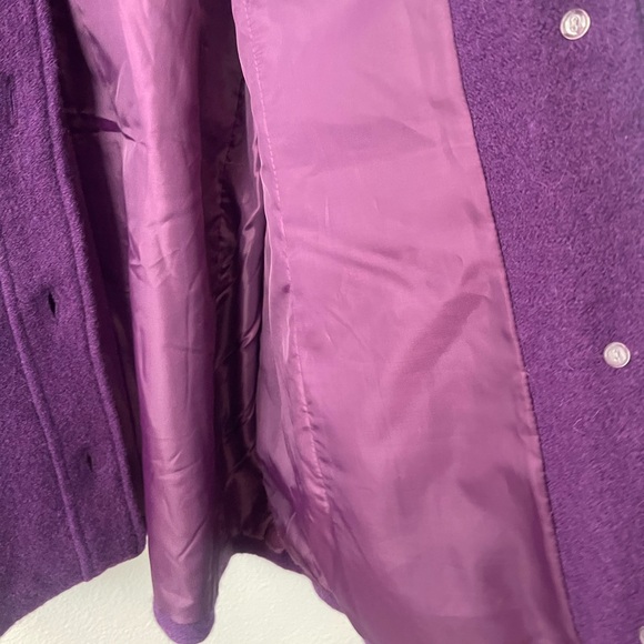 Appleseed's 100% Wool Jacket Purple Button Front Pockets Coat Tweed Long Sz 18 - Picture 7 of 7